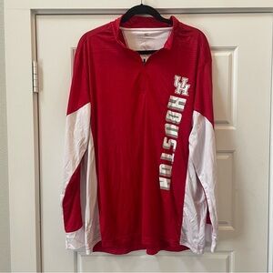 University of Houston Men's Red and White Long Sleeve Quarter-Zip Shirt size XL